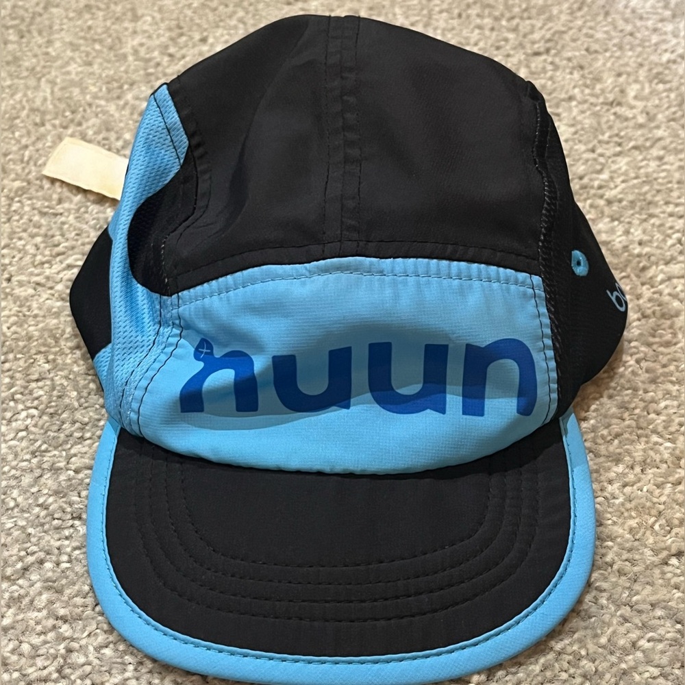 Boco Nuun Hydration Performance Black and Light Blue Running Cap